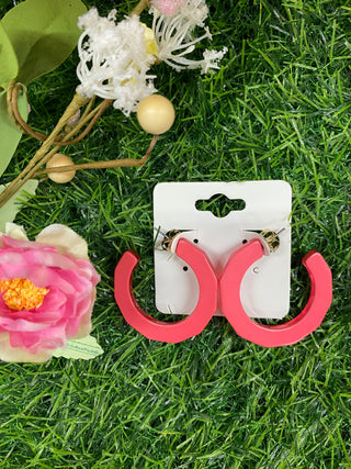 Small Textured Hoop Neon Pink