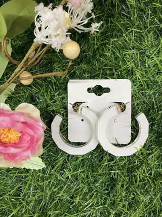 Small Textured Hoop White