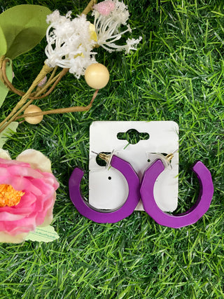 Small Textured Hoop Purple