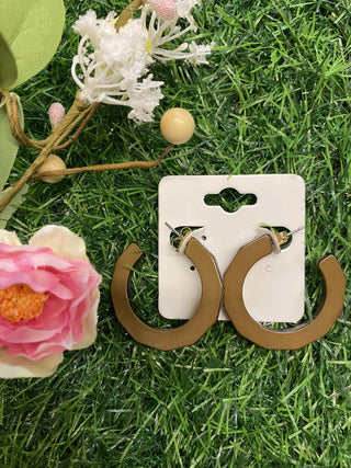 Small Textured Hoop Tan