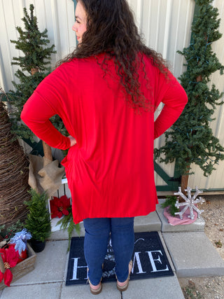 Ruby Red Soft Mid Length Cardigan