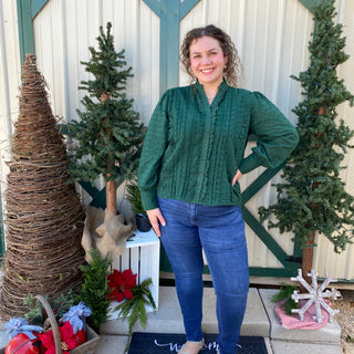 Kathleen Green Eyelet Top