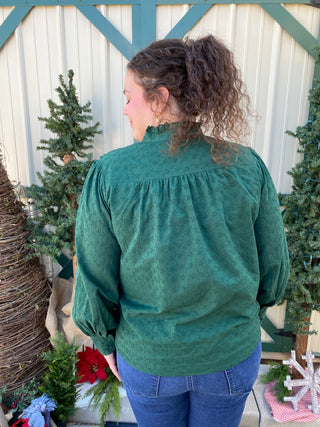 Kathleen Green Eyelet Top