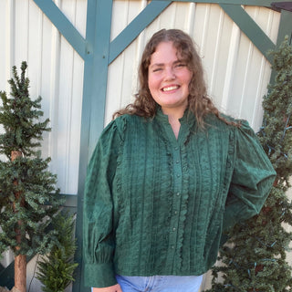 Kathleen Green Eyelet Top