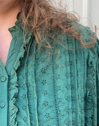 Kathleen Green Eyelet Top