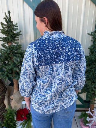 Jane Blue Toile Top