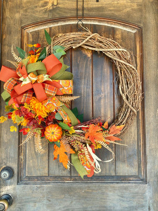 Wreath Grapevine Fall Pumpkin