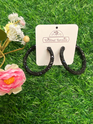 Earring Black Hoop