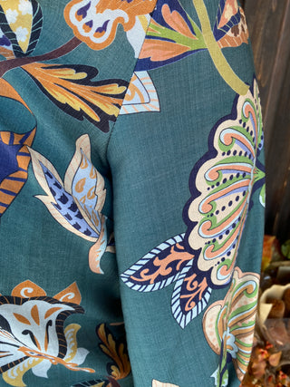 Teal Paisley Puff Sleeve