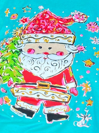 Turquoise Santa Tee