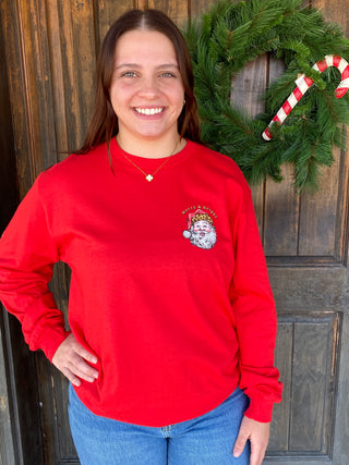 Red Leopard Santa LS Tee