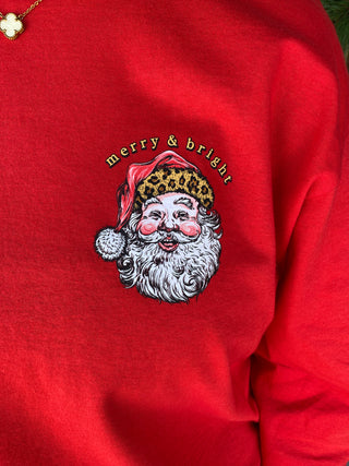 Red Leopard Santa LS Tee