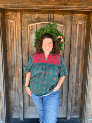 The Reece Green Plaid Top