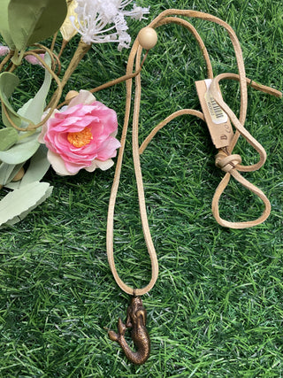 Mermaid Charm on buckskin cord necklace