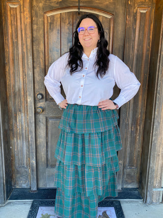 Riley Ruffle Skirt Green Plaid
