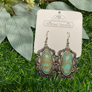 Pair of silver and turquoise earrings 