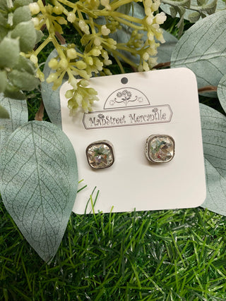 Square Post Rhinestone Earrings Slr