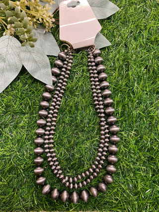 Silver beaded double necklace