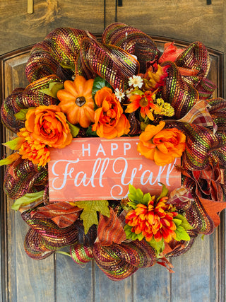 Wreath Mesh Copper Happy Fall Y'all