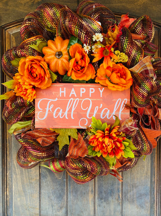 Wreath Mesh Copper Happy Fall Y'all