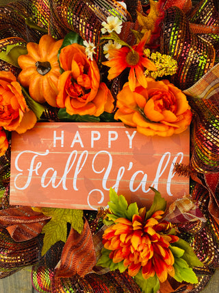 Wreath Mesh Copper Happy Fall Y'all
