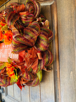 Wreath Mesh Copper Happy Fall Y'all