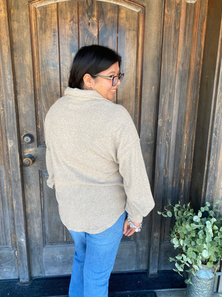 Seine Long Sleeve Ribbed Top - Beige Heather