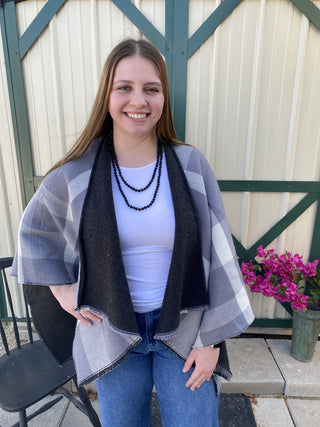 Gray and Cream One Size Wrap