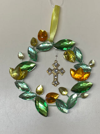 Acrylic Easter Wreath Ornament with a cross in the center