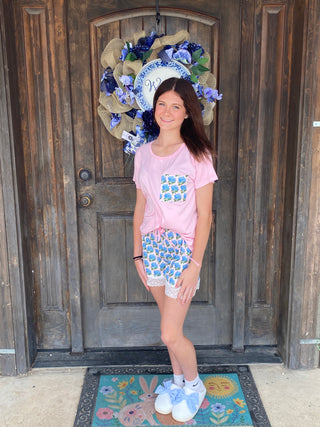 Soft Tee & Shorts Pajama Set Pnk/Bl