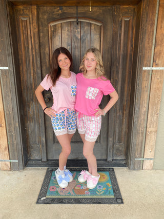Soft Tee & Shorts Pajama Set Pnk/Bl
