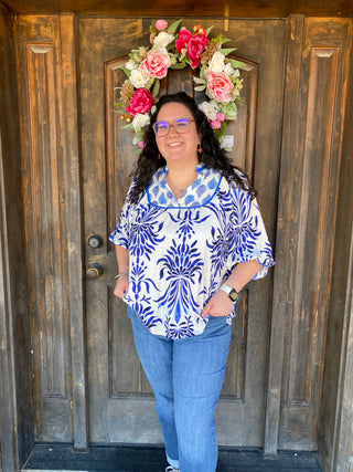 Blue Mix Balloon Sleeve Top – Breezy, Bold, and Beautiful