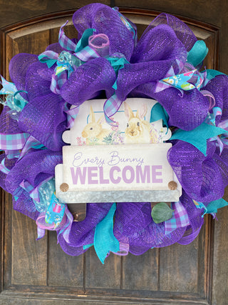 Wreath Mesh Every Bunny Purple