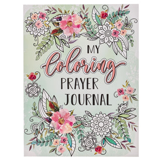 Cover of 'My Coloring Prayer Journal' with floral designs and text.