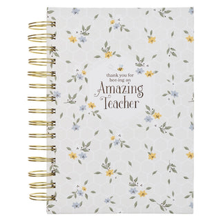 Notebook with floral design and 'thank you for being an amazing teacher'