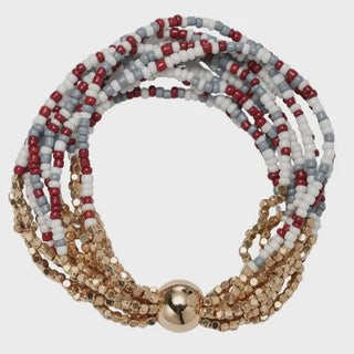 Multistrand beaded bracelet with gold clasp 