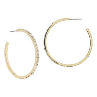 Gold hoop earrings with embedded stones 