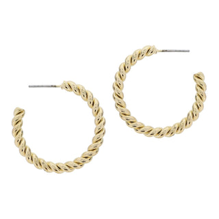 Gold twist hoop earrings 