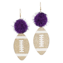 Load image into Gallery viewer, Earring Purple Pom Football