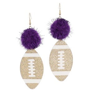 Earring Purple Pom Football