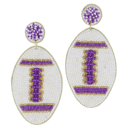 Earring Purple Bead Football