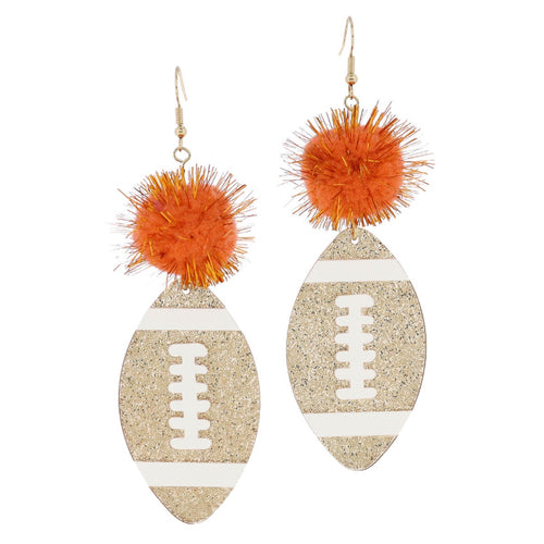 Earring Orange Pom Football