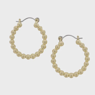 Gold pearl hoop earrings 
