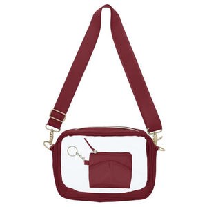 Keychain Wallet Crossbody Maroon Clear