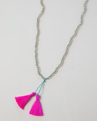 Necklace with pink tassels