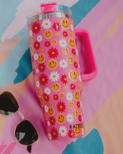 Red Flower Happy 40oz Tumbler