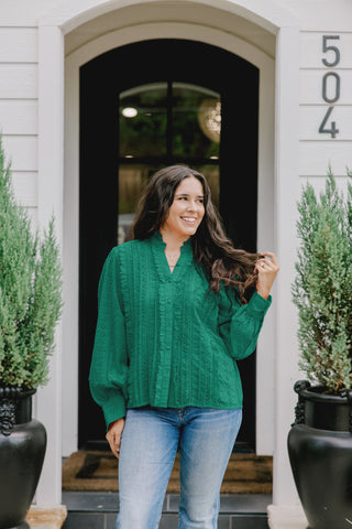 Kathleen Green Eyelet Top