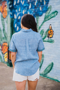 Lucille Linen Embroidered Top
