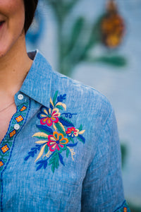Lucille Linen Embroidered Top