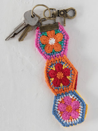 crochet floral key fob